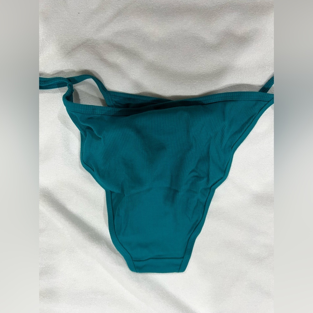 NEW NIP VS PINK victoria secret bikini panty underwear XL teal flower high leg - Picture 2 of 6